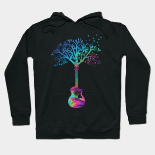 Acoustic Guitar Tree Abstract Texture Theme Hoodie